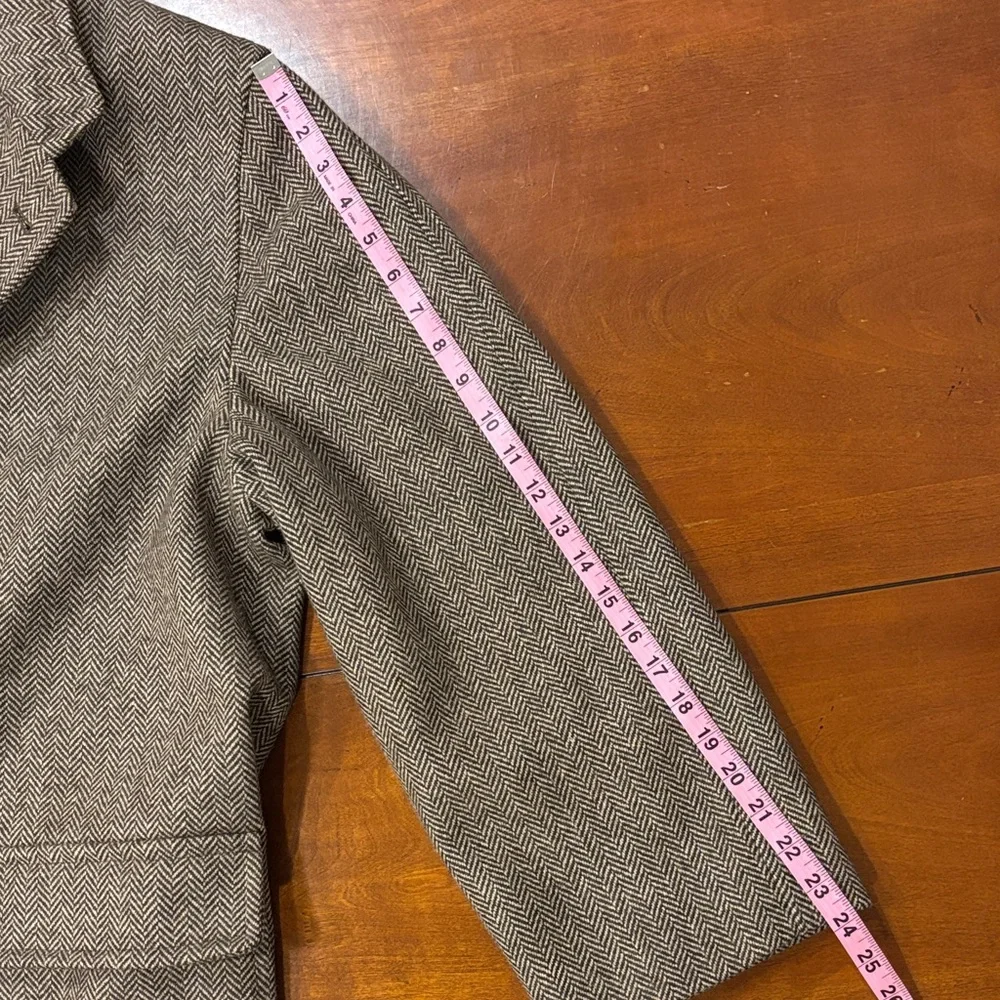 J. Crew Vintage Men's Wool Brown‎ Herringbone Pea Coat.  Made in Italy